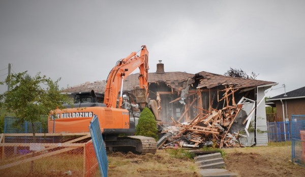 Demolition of old house in Burnaby