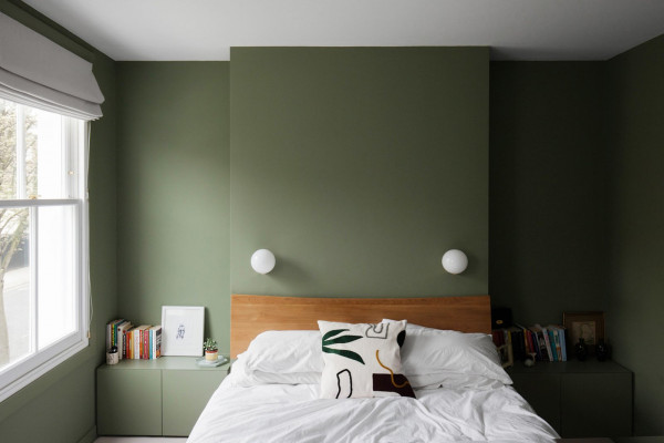 olive is a calming shade of green that works well in bedrooms