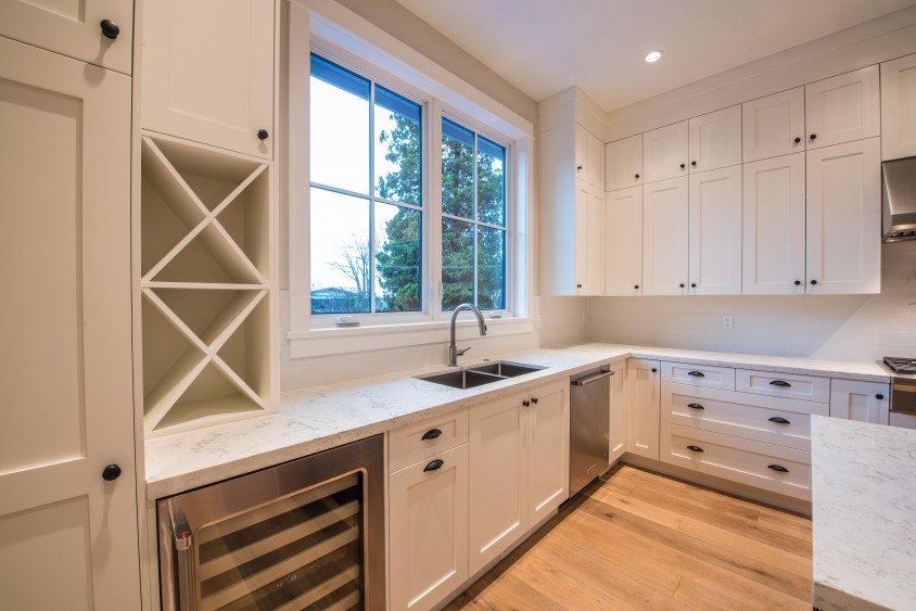 Custom built wine rack and wine fridge.